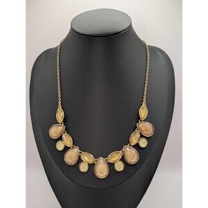 Gold-Tone Teardrop & Oval Statement Necklace, Champagne & Cream Stones